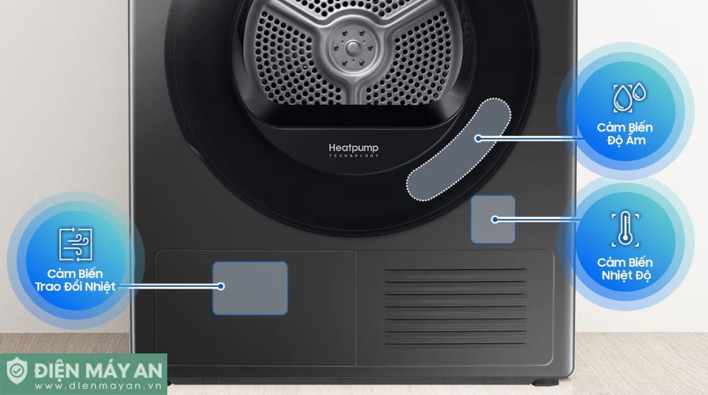 Máy sấy bơm nhiệt Samsung 9 kg DV90CGC2A0ABSV